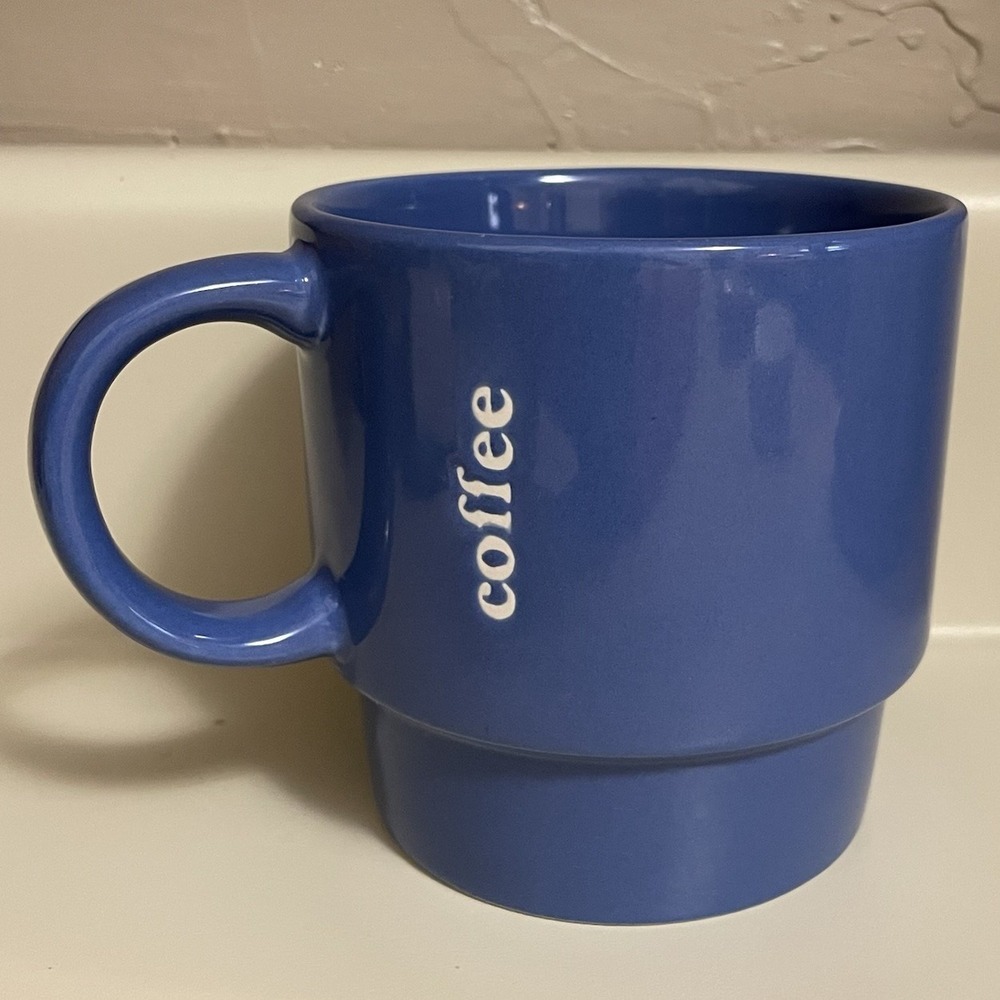 Signature Housewares Blue Ceramic Modern Coffee Mug Stackable Coffee Break 12oz